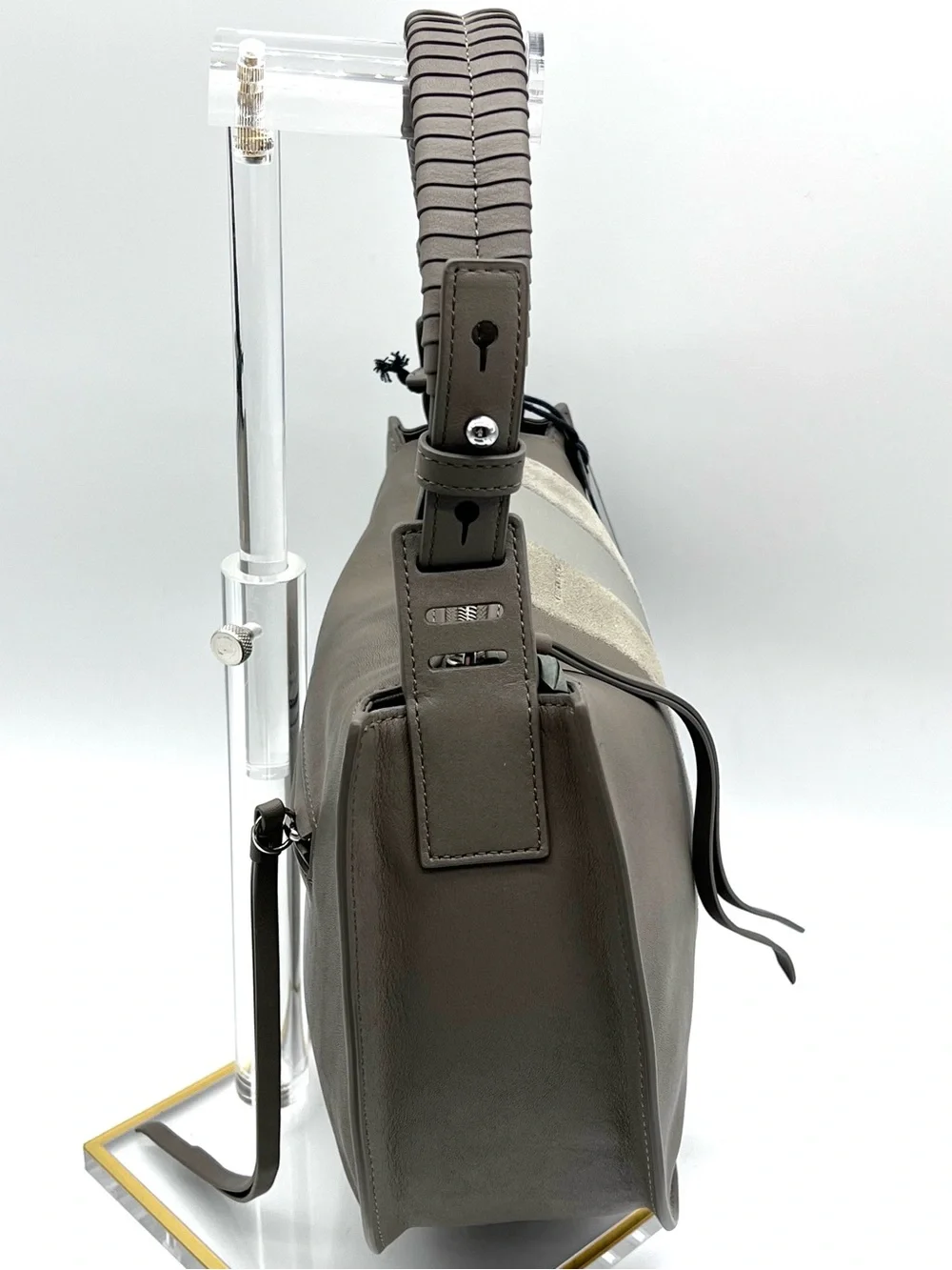 AllSaints Casey Lea Hobo Taupe Grey Leather Bag NWT MSRP $328 w/ Dust Bag